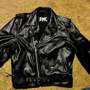 Black Leather Biker Jacket made in Pakistan size 48 XL